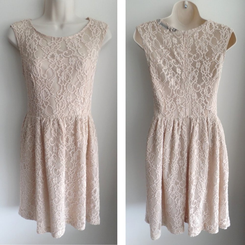 ZARA WOMAN Nude Lace Sleeveless Dress, sz S - Picture 4 of 10